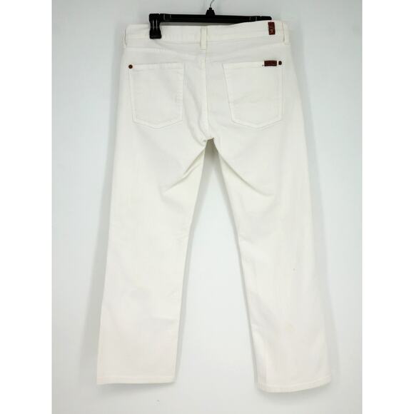 7 for all Mankind Jeans Womens 32 Waist White Stretch Denim Boot Cut 5 Pocket - Picture 2 of 16
